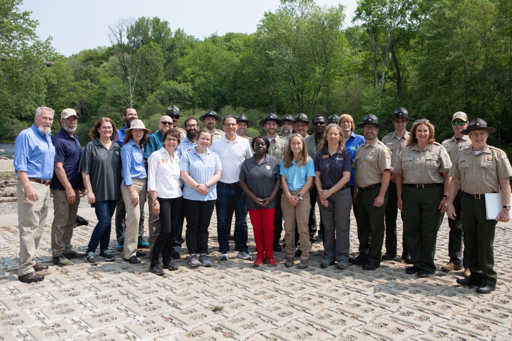 Governor Shapiro meets with outdoor outfitters whose businesses have benefited from investments made in the park that follows the Lehigh River through Luzerne and Carbon counties, and partners working to complete the D&L Trail that runs through Lehigh Gorge