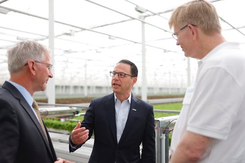 Governor Shapiro and Agriculture Secretary Russell Redding tour Little Leaf Farms in McAdoo, PA at the opening of state's largest indoor-grown leafy greens production facility