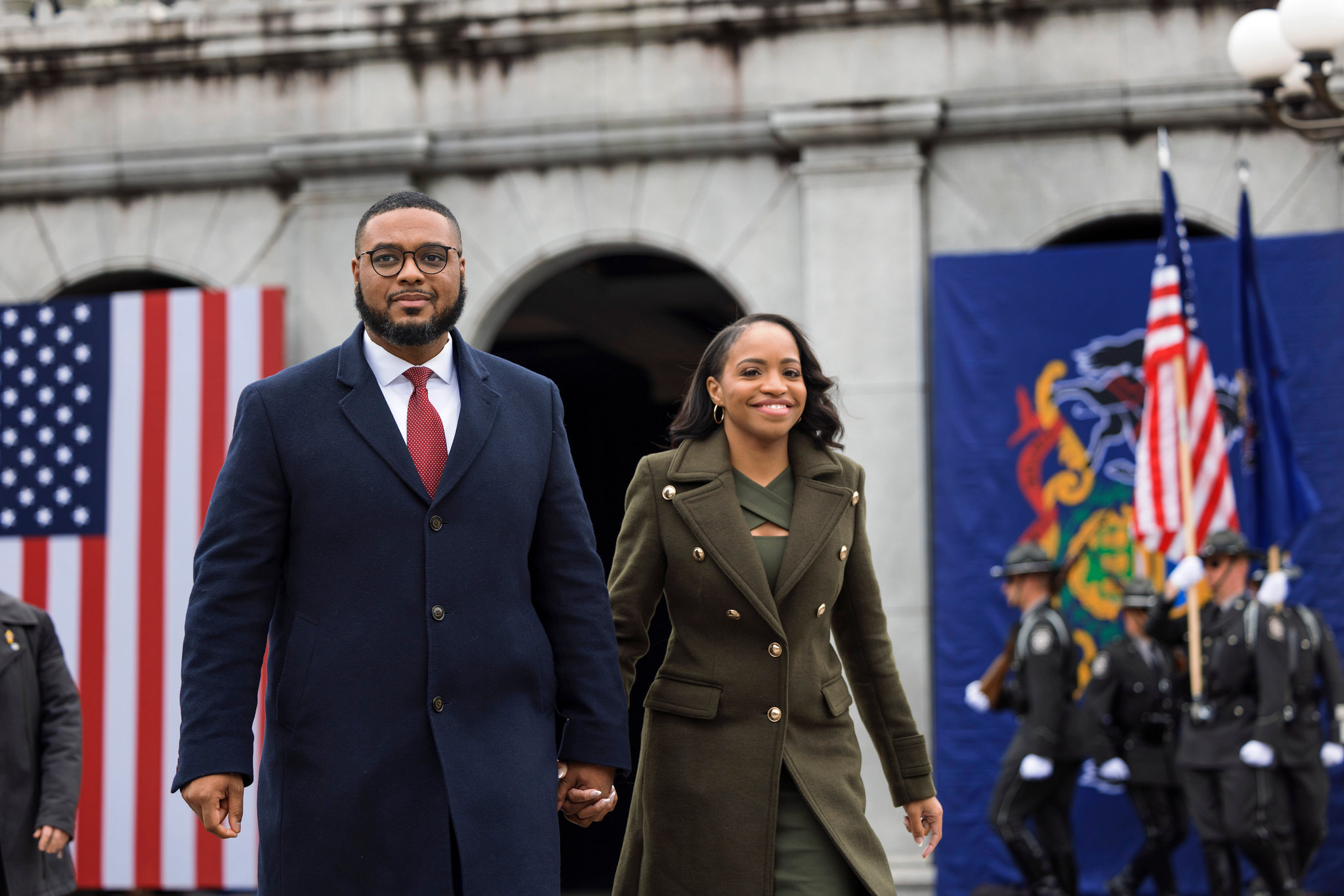 Lt. Governor and Second Lady walking.