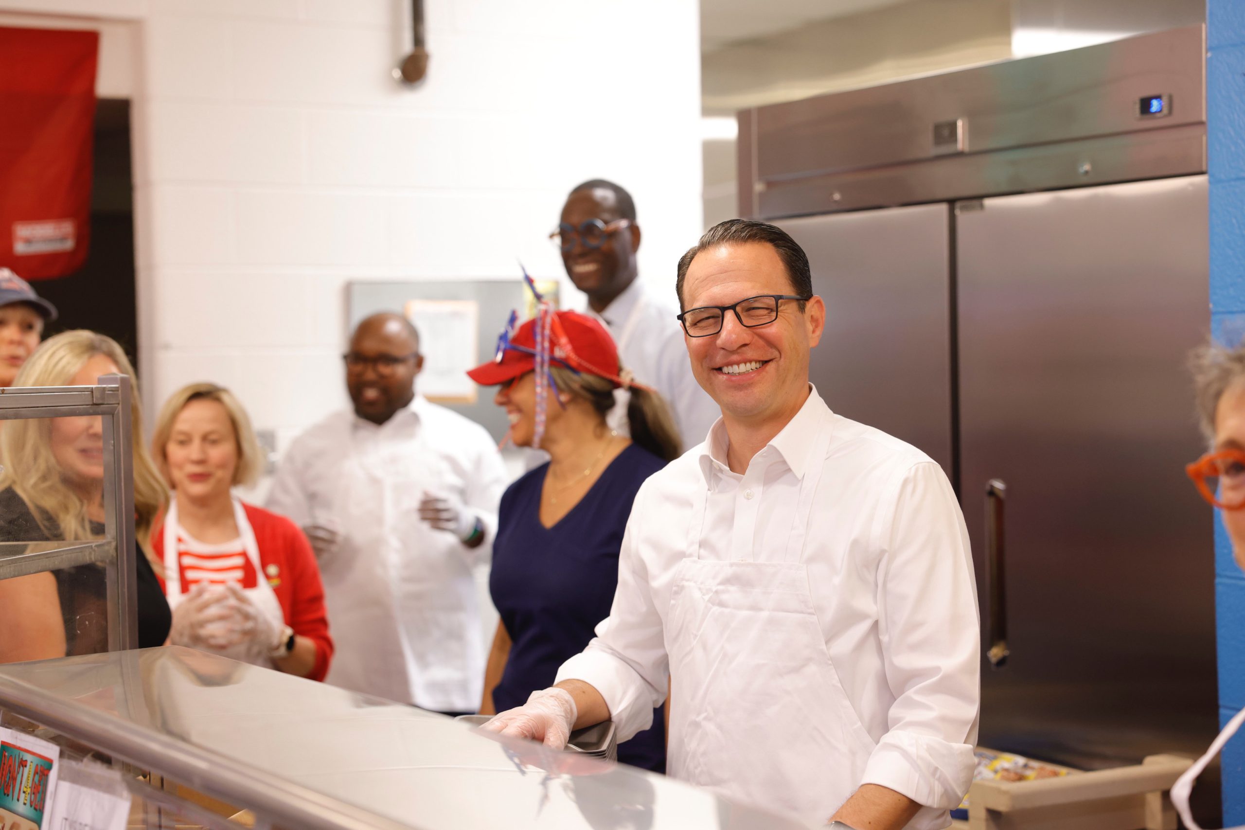 Governor Shapiro serves students at a Montgomery County elementary school where he highlighted his budget proposal's $38.5 million increase to provide universal free breakfast for 1.7 million Pennsylvania kids