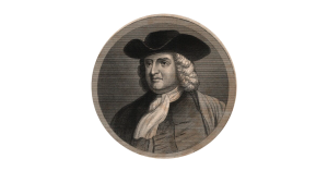 An illustrated portrait of William Penn.
